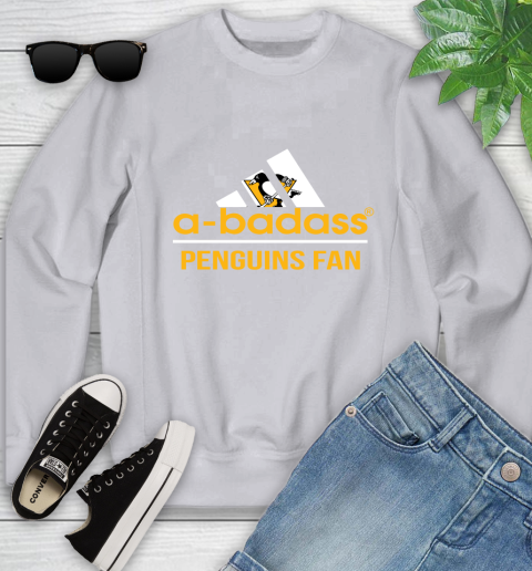 NHL A Badass Pittsburgh Penguins Fan Adidas Hockey Sports Youth Sweatshirt 3