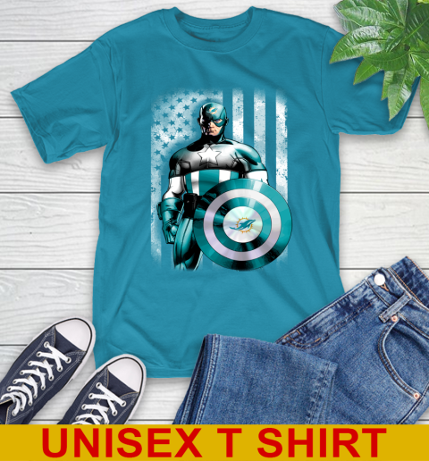 Miami Dolphins NFL Football Captain America Marvel Avengers American Flag Shirt T-Shirt 9