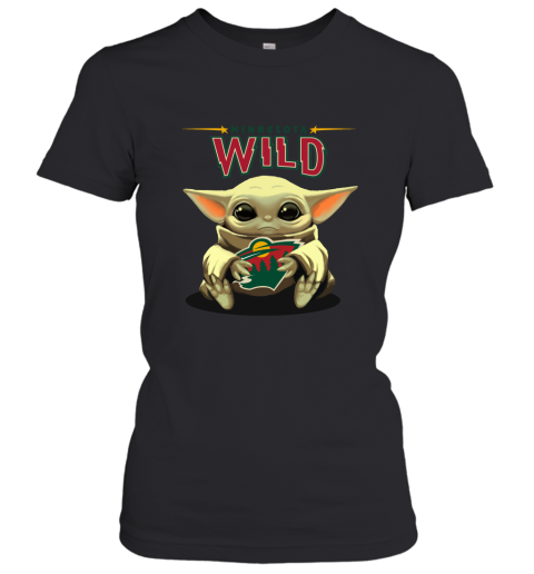 Baby Yoda Hugs The Minnesota Wild Ice Hockey Women's T-Shirt