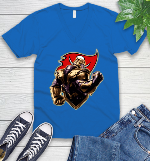 NFL Thanos Avengers Endgame Football Sports Tampa Bay Buccaneers V-Neck T-Shirt 6