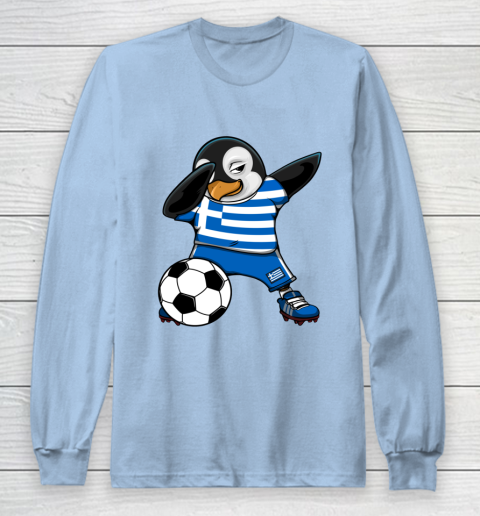 Dabbing Penguin Greece Soccer Fans Jersey Football Lovers Long Sleeve T-Shirt 5