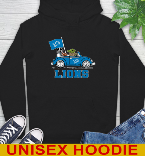 NFL Football Detroit Lions Darth Vader Baby Yoda Driving Star Wars Shirt Hoodie 2