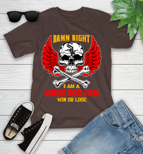 MLB Damn Right I Am A Chicago White Sox Win Or Lose Skull Baseball Sports Youth T-Shirt 7