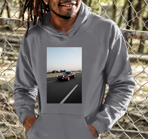 3urj the vintage retro 928 racing hoodie 23 front charcoal
