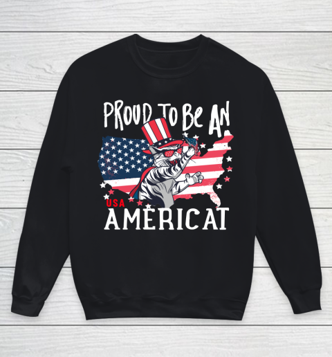 Independence Day 4th Of July USA  American Flag Day Cat Youth Sweatshirt