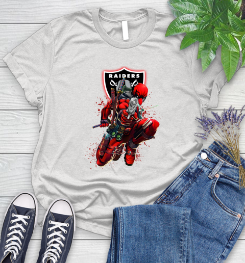 NFL Deadpool Marvel Comics Sports Football Oakland Raiders Women's T-Shirt
