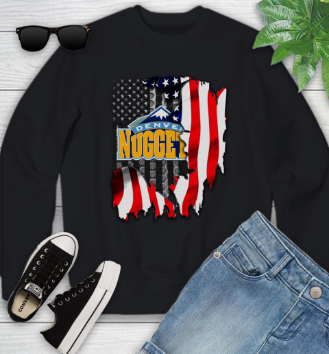 Denver Nuggets NBA Basketball American Flag Youth Sweatshirt