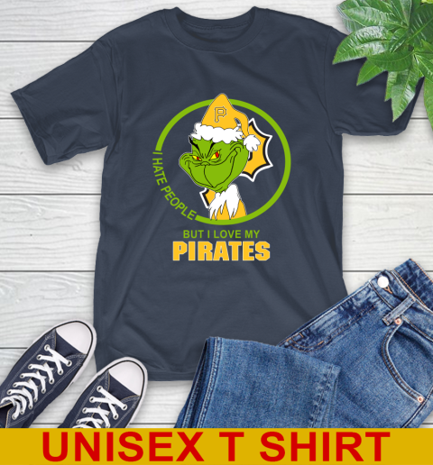 Pittsburgh Pirates MLB Christmas Grinch I Hate People But I Love My Favorite Baseball Team T-Shirt 4