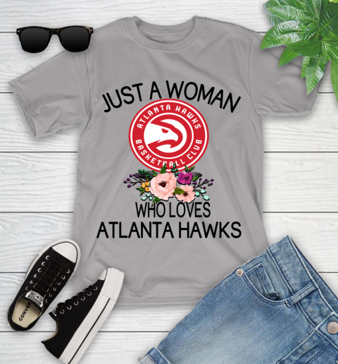 NBA Just A Woman Who Loves Atlanta Hawks Basketball Sports Youth T-Shirt 2