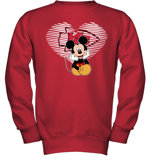 NFL Kansas City Chiefs The Heart Mickey Mouse Disney Football T Shirt 944TF1ZmE97 youth sweatshirt 47 95 151514 front red