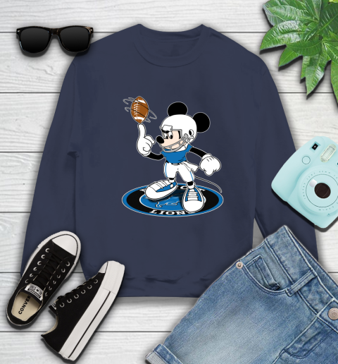 NFL Football Detroit Lions Cheerful Mickey Disney Shirt Sweatshirt 3