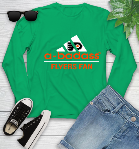 NHL A Badass Philadelphia Flyers Fan Adidas Hockey Sports Youth Long Sleeve 7