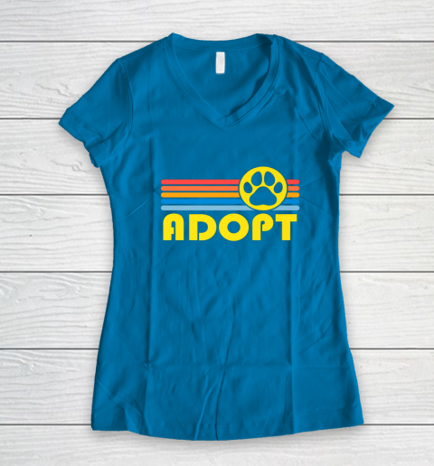 Rescue Animal Adoption Adopt Cat or Dog Vintage Retro Sunset Women's V-Neck T-Shirt 5
