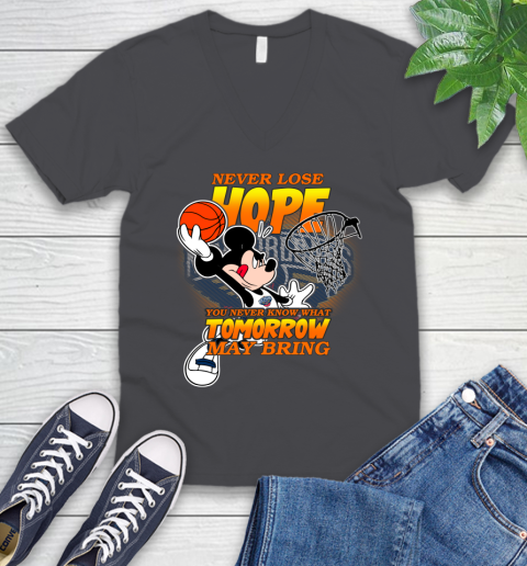 New Orleans Pelicans NBA Basketball Mickey Disney Never Lose Hope V-Neck T-Shirt 4