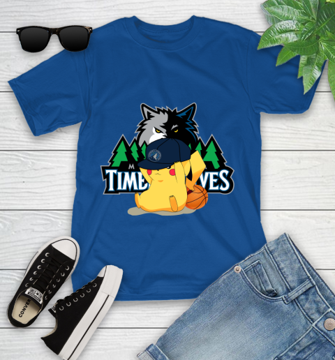 NBA Pikachu Basketball Sports Minnesota Timberwolves Youth T-Shirt 9