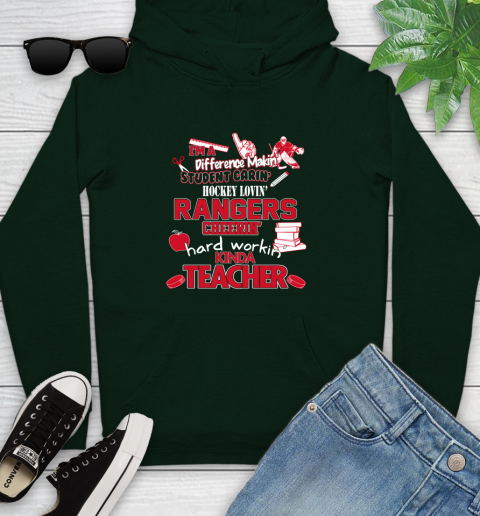 New York Rangers NHL I'm A Difference Making Student Caring Hockey Loving Kinda Teacher Youth Hoodie 14