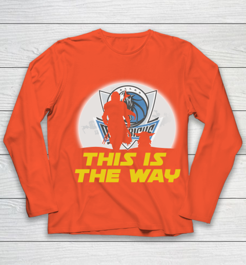 Dallas Mavericks NBA Basketball Star Wars Yoda And Mandalorian This Is The Way Youth Long Sleeve 3