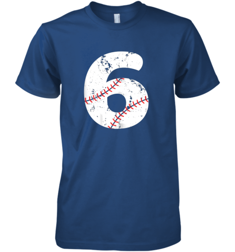 dw6y number 6 baseball vintage distressed team premium guys tee 5 front royal