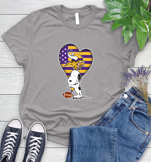 Minnesota Vikings NFL Football The Peanuts Movie Adorable Snoopy Women's T-Shirt 5