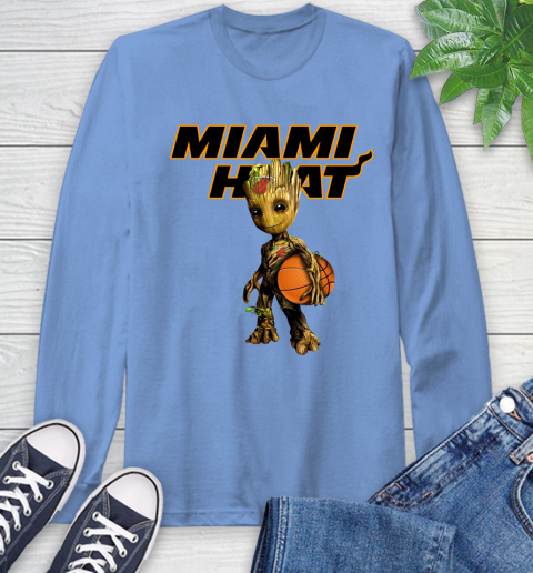 Miami Heat NBA Basketball Groot Marvel Guardians Of The Galaxy Long Sleeve T-Shirt 11