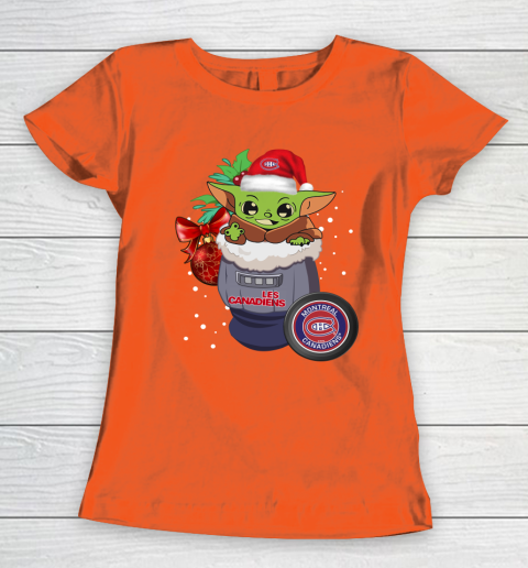 Montreal Canadiens Christmas Baby Yoda Star Wars Funny Happy NHL Women's T-Shirt 5