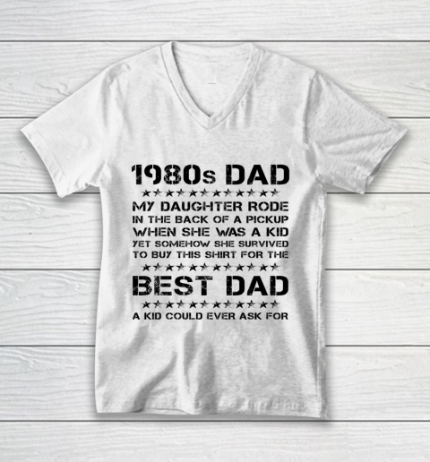 Funny Girl Dad 1980s Dad And Daughter Father's Day V-Neck T-Shirt