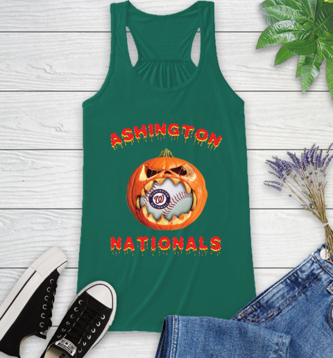 MLB Washington Nationals Halloween Pumpkin Baseball Sports Racerback Tank 7