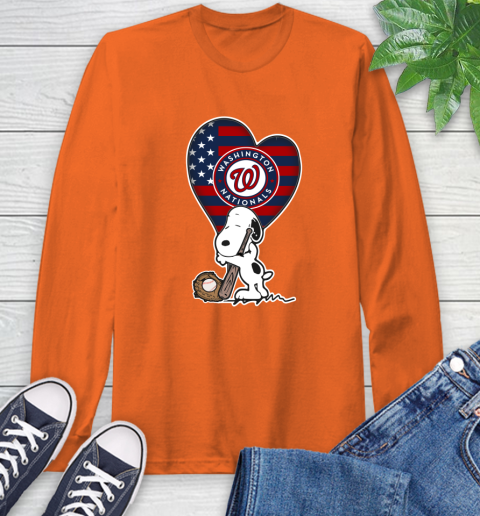 Washington Nationals MLB Baseball The Peanuts Movie Adorable Snoopy Long Sleeve T-Shirt 5