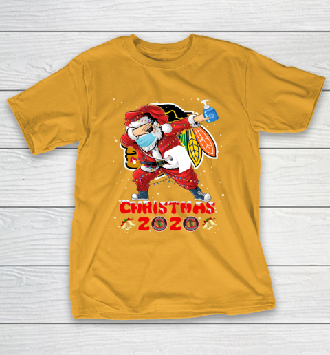 Chicago Blackhawks Funny Santa Claus Dabbing Christmas 2020 NHL T-Shirt 2