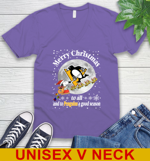 Pittsburgh Penguins Merry Christmas To All And To Penguins A Good Season NHL Hockey Sports V-Neck T-Shirt 8