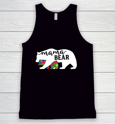 Mom Mama Bear Autism Awareness Month Family Support Tank Top