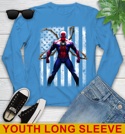 MLB Baseball Houston Astros Spider Man Avengers Marvel American Flag Shirt Youth Long Sleeve 8
