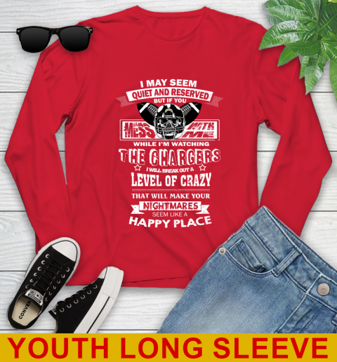 Los Angeles Chargers NFL Football If You Mess With Me While I'm Watching My Team Youth Long Sleeve 11