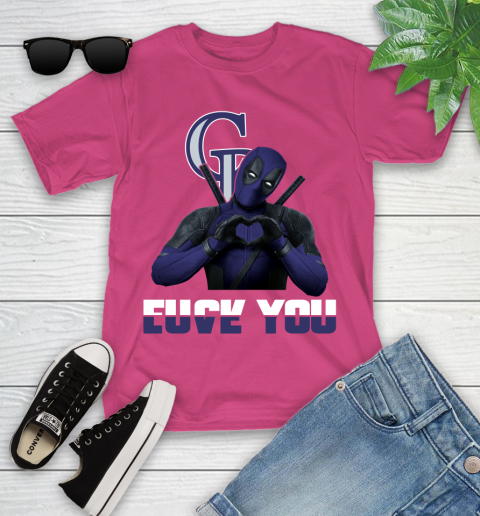 MLB Colorado Rockies Deadpool Love You Fuck You Baseball Sports Youth T-Shirt 11