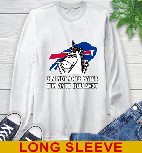 Buffalo Bills NFL Football Unicorn I'm Not Anti Hater I'm Anti Bullshit Long Sleeve T-Shirt