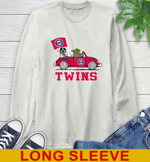 MLB Baseball Minnesota Twins Darth Vader Baby Yoda Driving Star Wars Shirt Long Sleeve T-Shirt 12