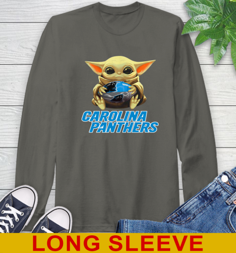 NFL Football Carolina Panthers Baby Yoda Star Wars Shirt Long Sleeve T-Shirt 8