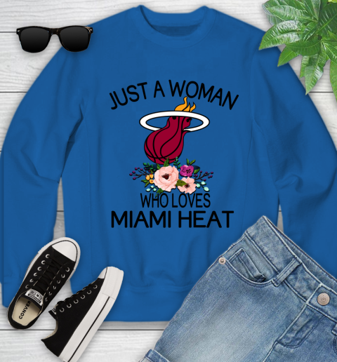NBA Just A Woman Who Loves Miami Heat Basketball Sports Youth Sweatshirt 4
