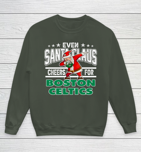Boston Celtics Even Santa Claus Cheers For Christmas NBA Youth Sweatshirt 8