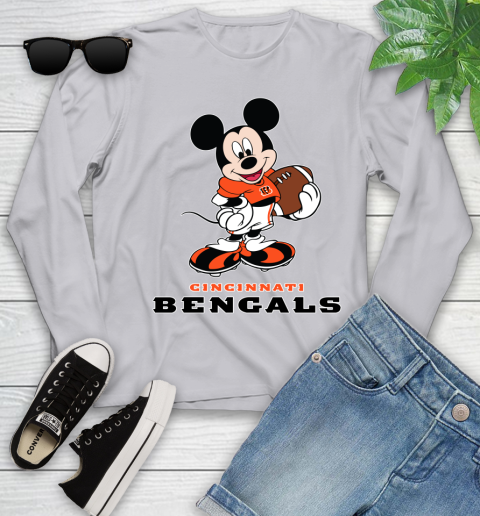NFL Football Cincinnati Bengals Cheerful Mickey Mouse Shirt Youth Long Sleeve 5