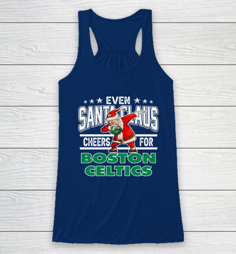 Boston Celtics Even Santa Claus Cheers For Christmas NBA Racerback Tank 6