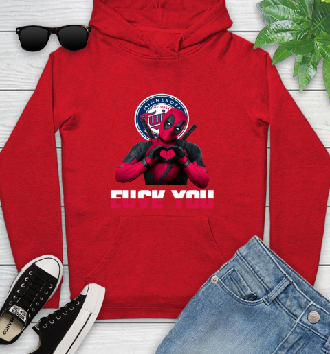 MLB Minnesota Twins Deadpool Love You Fuck You Baseball Sports Youth Hoodie 12