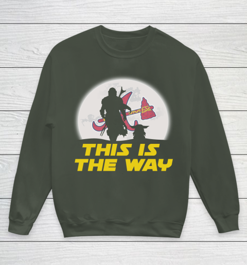 Atlanta Braves MLB Baseball Star Wars Yoda And Mandalorian This Is The Way Youth Sweatshirt 8