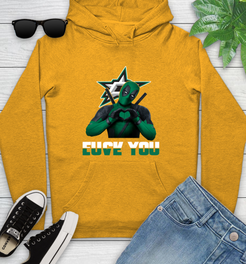 NHL Dallas Stars Deadpool Love You Fuck You Hockey Sports Youth Hoodie 2