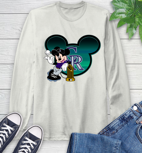 MLB Colorado Rockies The Commissioner's Trophy Mickey Mouse Disney Long Sleeve T-Shirt 12