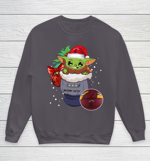 Miami Heat Christmas Baby Yoda Star Wars Funny Happy NBA Youth Sweatshirt 6
