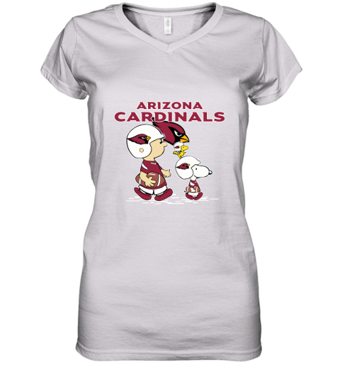Arizona Cardinals Let's Play Football Together Snoopy NFL Women's V-Neck T-Shirt