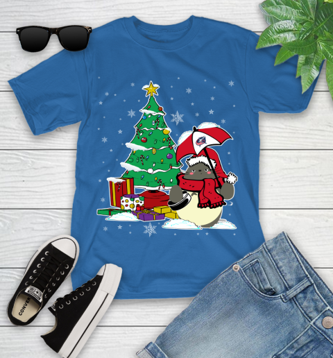 Columbus Blue Jackets NHL Hockey Cute Tonari No Totoro Christmas Sports Youth T-Shirt 12