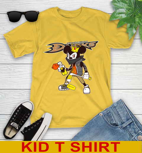 Anaheim Ducks NHL Hockey Mickey Peace Sign Sports Youth T-Shirt 8