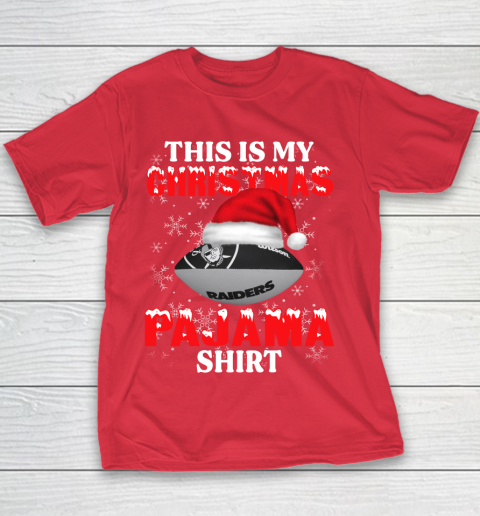 Oakland Raiders This Is My Christmas Pajama Shirt NFL Youth T-Shirt 7